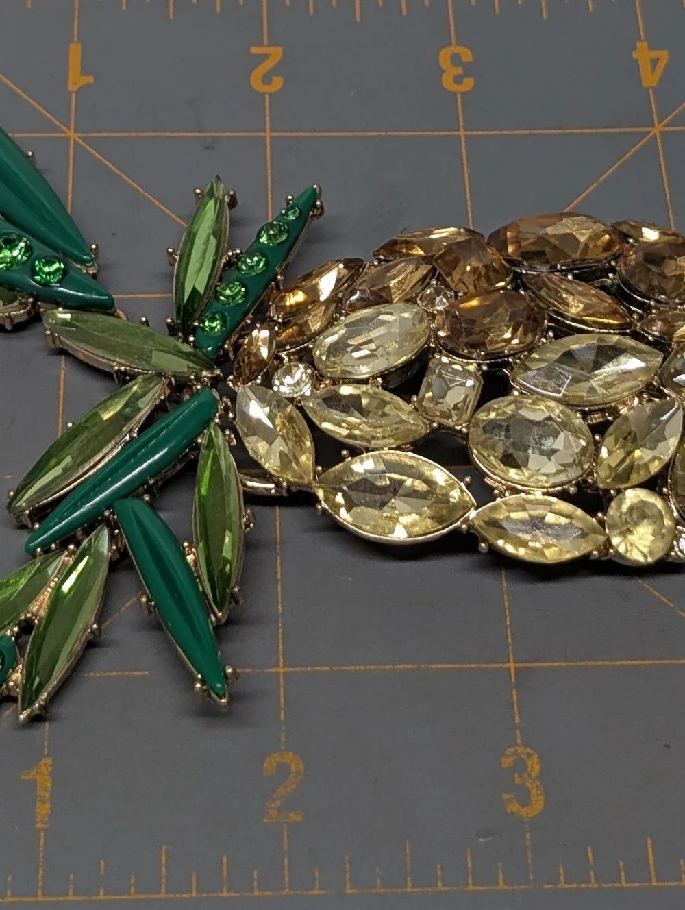 Betsy Johnson Rhinestone Pineapple Pendant Necklace Statement Jewelry